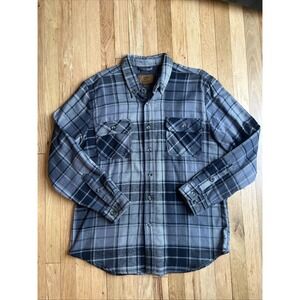 Outdoor Life Thick Heavy Soft Fleece Button-Up Flannel Shirt Gray XL 100% Cotton